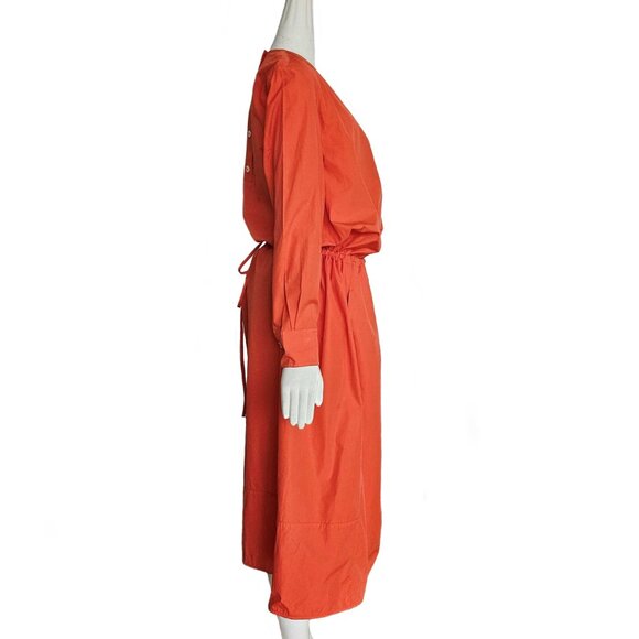 MARNI ORANGE DRAWSTRING MIDI DRESS (40) - Picture 3 of 11
